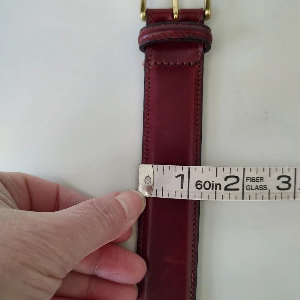 Brooks Brothers Burgundy Red Leather Belt Brass Buckle Made In USA 38